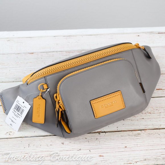NWT Coach Smooth Leather Track Belt Bag Fanny Pack in Heather Grey Flax - Picture 9 of 10